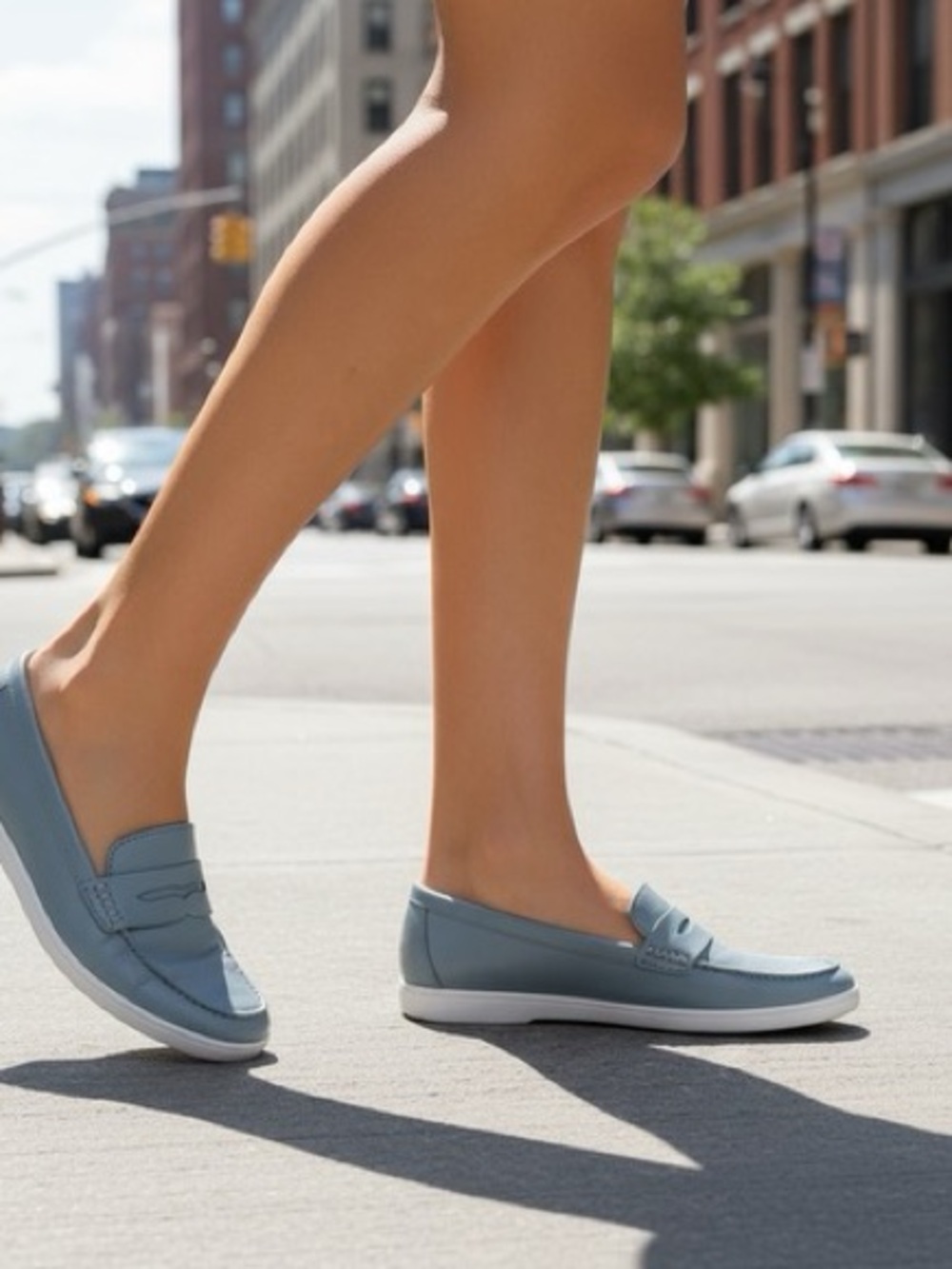 Casual Women's Blue Slip-On Loafers